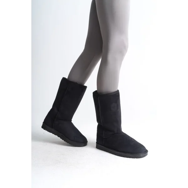 FREYA Bağcıksız Düz Taban İçi Kürklü Süet Kadın Bot  SST - Siyah