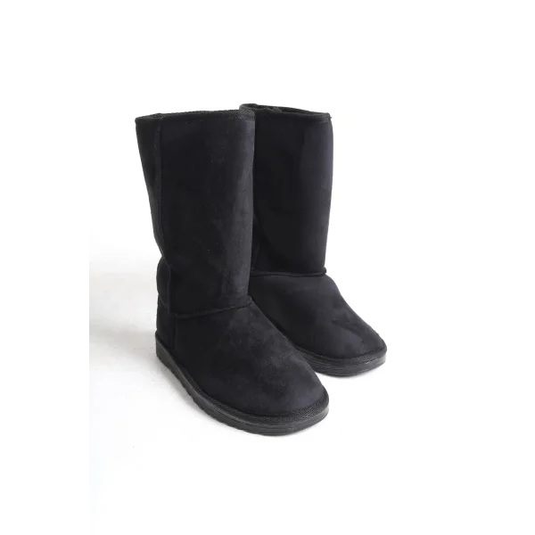 FREYA Bağcıksız Düz Taban İçi Kürklü Süet Kadın Bot  SST - Siyah