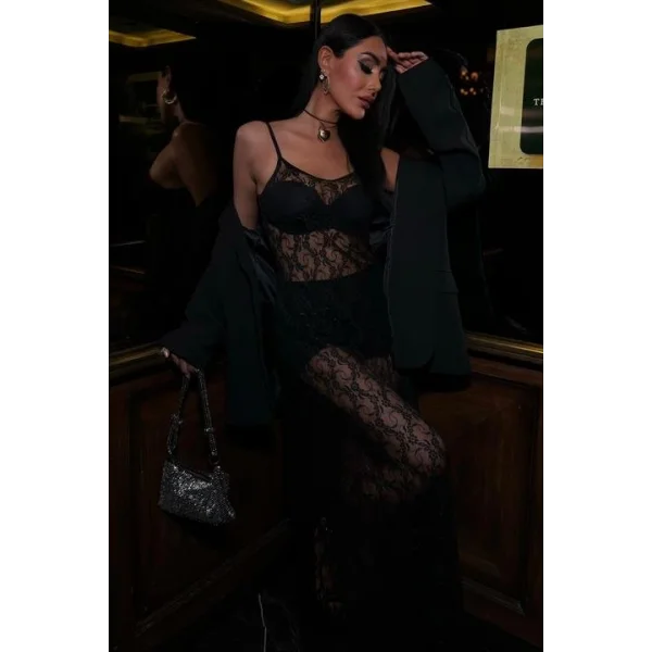 Full Dantel Askılı Elbise 2874