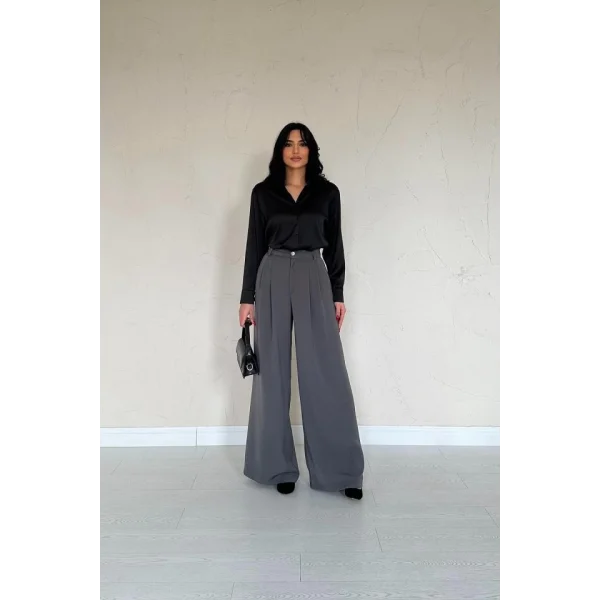 Füme Pileli Comfort Pantolon