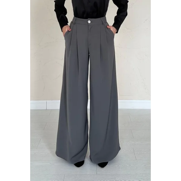 Füme Pileli Comfort Pantolon