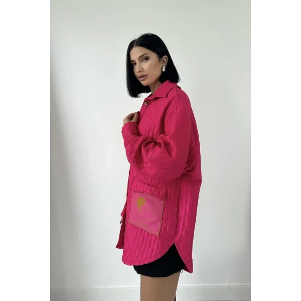 Fuşya Cepli Kapitone Gömlek