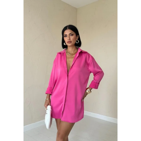 Fuşya Çıtçıtlı aten Gömlek