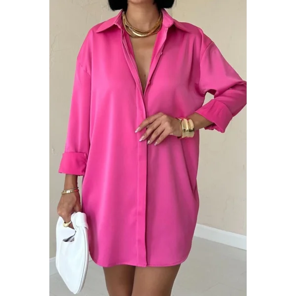 Fuşya Çıtçıtlı aten Gömlek