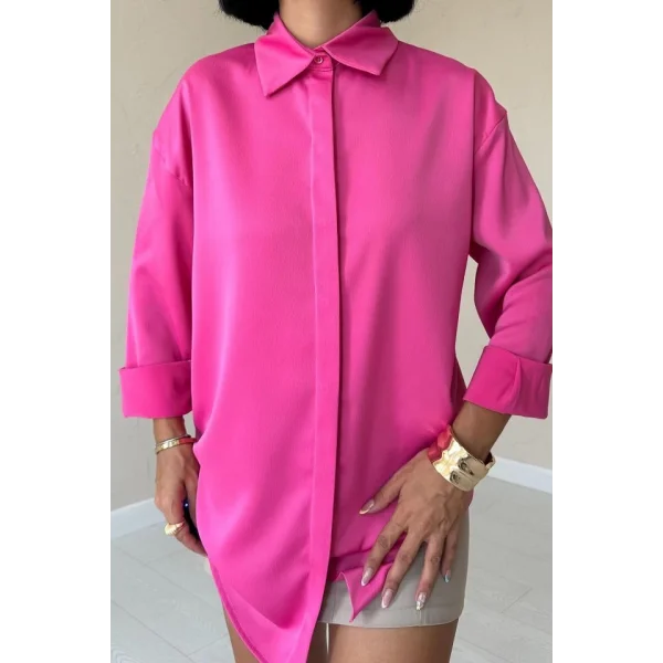 Fuşya Çıtçıtlı aten Gömlek