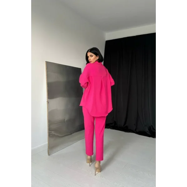 Fuşya Gömleği Taşlı Fitilli Takım