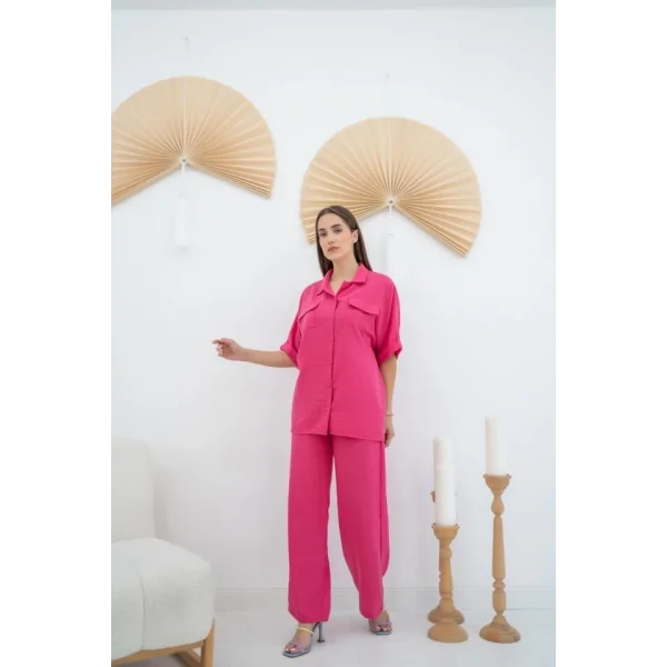 Fuşya Gömlek Ve Pantolon Takım