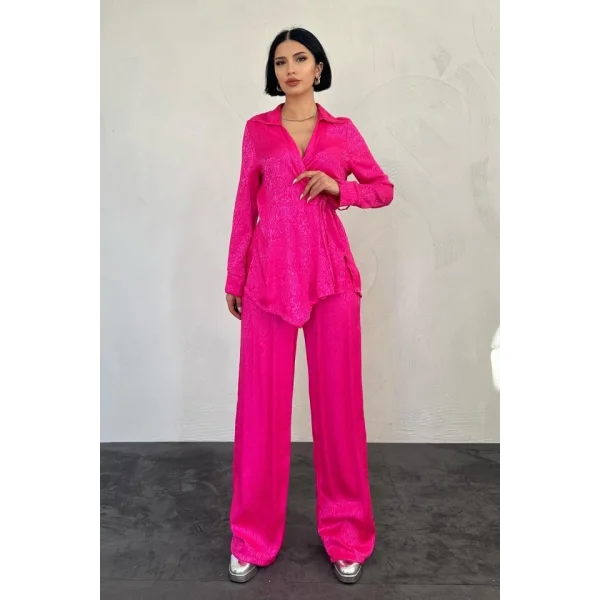 Fuşya Jakarlı Biye Takım