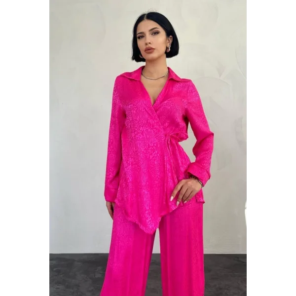 Fuşya Jakarlı Biye Takım