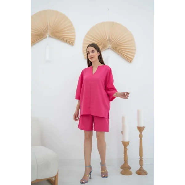 Fuşya Şort Ve Üst Takım