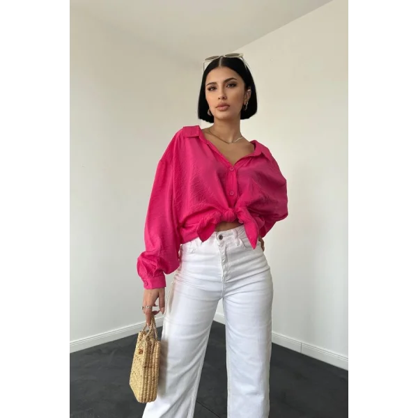 Fuşya Tek Cepli Bedensiz Cruz Gömlek