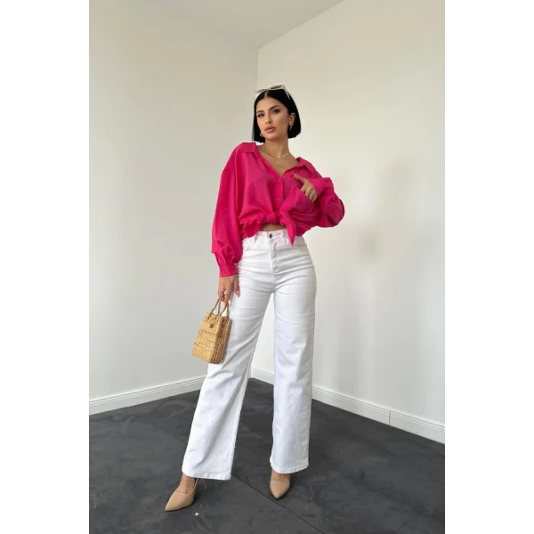 Fuşya Tek Cepli Bedensiz Cruz Gömlek