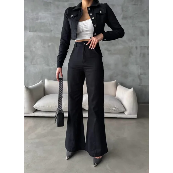 GABARDİN CEKET - PANTOLON TAKIM - Siyah