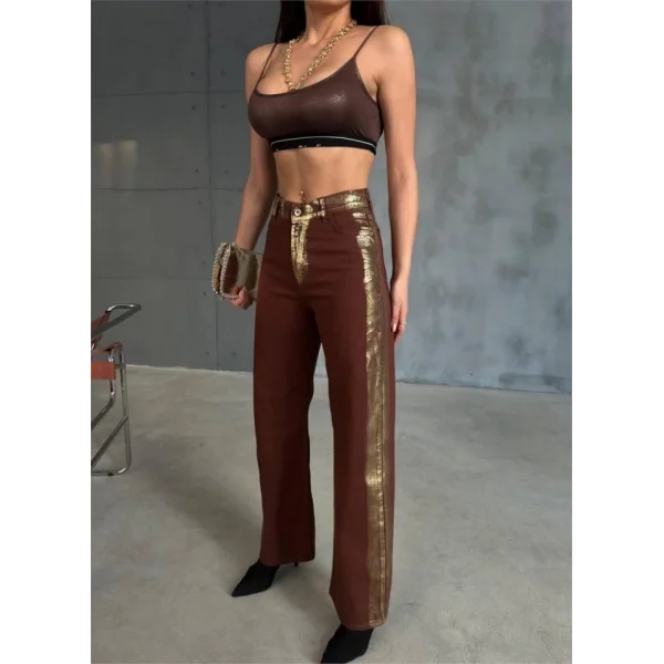 GABARDİN PALAZZO PANTOLON  Kahverengi