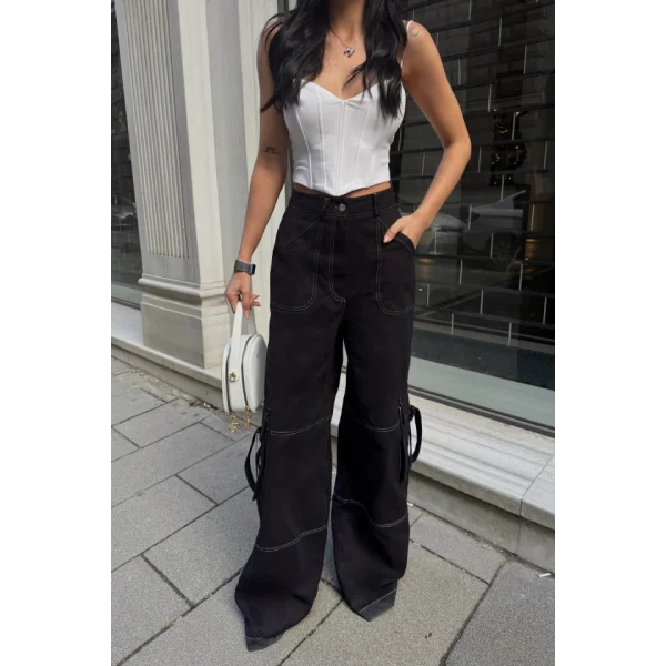 GABARDİNKARGO PANTOLON - Siyah