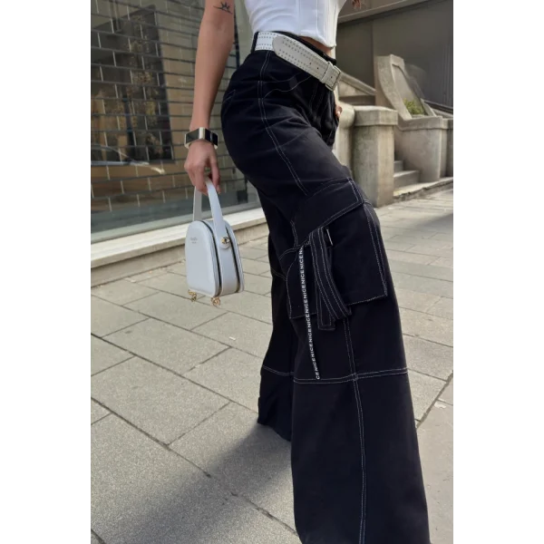 GABARDİNKARGO PANTOLON - Siyah