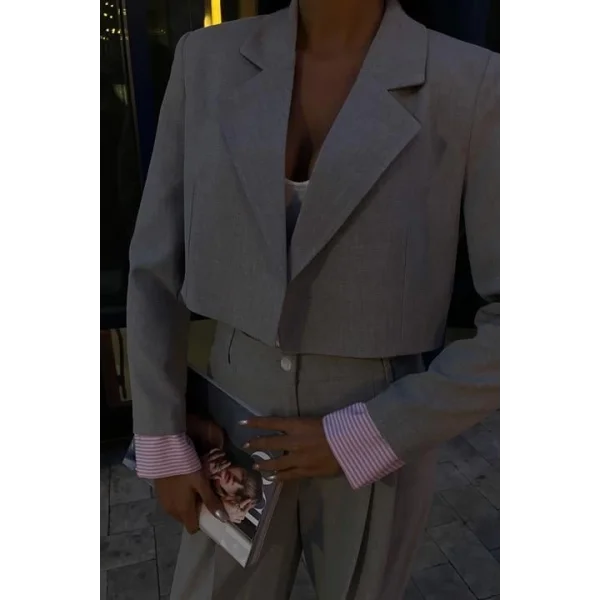 Garni Detaylı Crop Ceketli Takım 10075