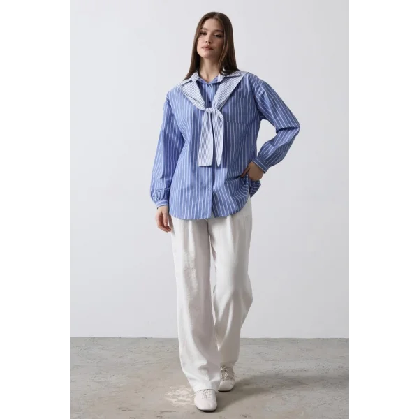 Garni Detaylı Gömlek  acivert