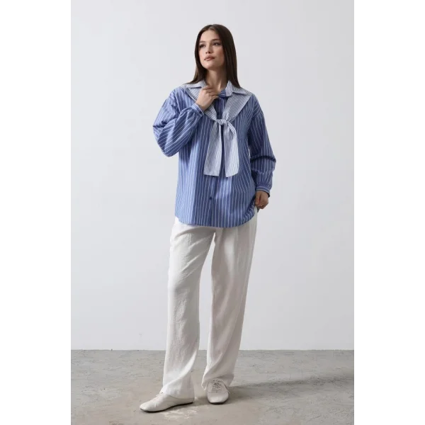 Garni Detaylı Gömlek  acivert