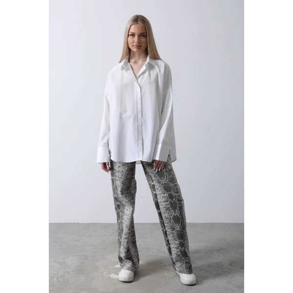 Geniş anşet Detaylı Gömlek  Beyaz