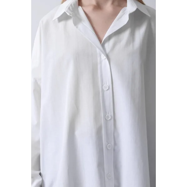 Geniş anşet Detaylı Gömlek  Beyaz