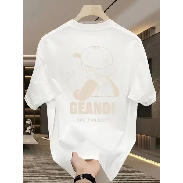 Geniş Kesim Pamuklu Tişört - GANDHI The Project Baskılı, Beyaz, Rahat Kesim, Kısa Kollu, Günlük Kıyafet, Her Gün Giyilebilecek Tişört- Beyaz