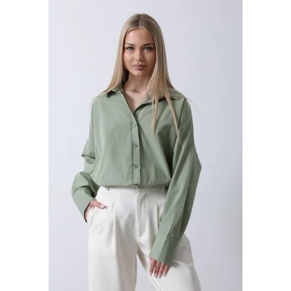 Geniş Manşet Detaylı Gömlek - Haki