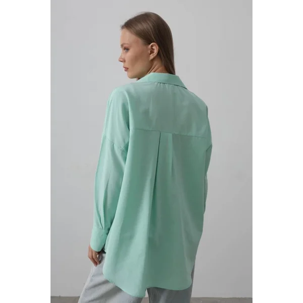 Geniş Manşet Detaylı Gömlek - Mint