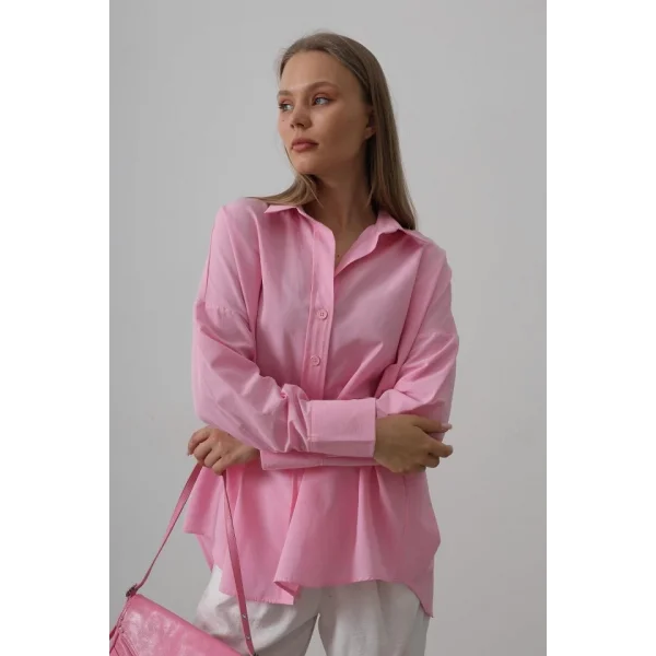 Geniş Manşet Detaylı Gömlek - Pembe
