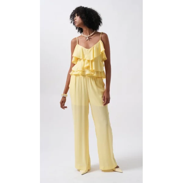 Geniş Paça Astarlı Tül Pantolon