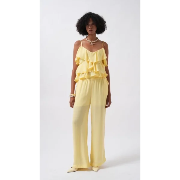 Geniş Paça Astarlı Tül Pantolon