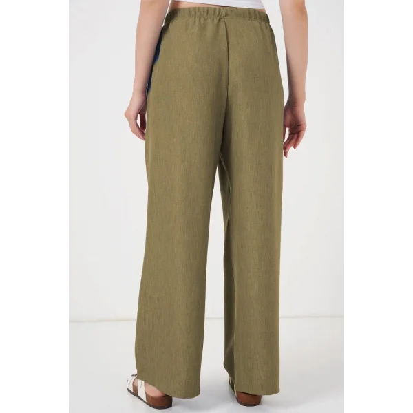 Geniş Paça Keten Pantolon 6735 - Çağla