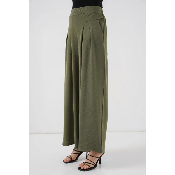 Geniş Paça Pileli Pantolon 6718 - Haki