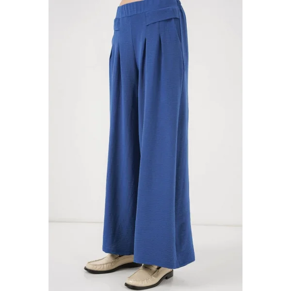 Geniş Paça Pileli Pantolon 6718 - İndigo