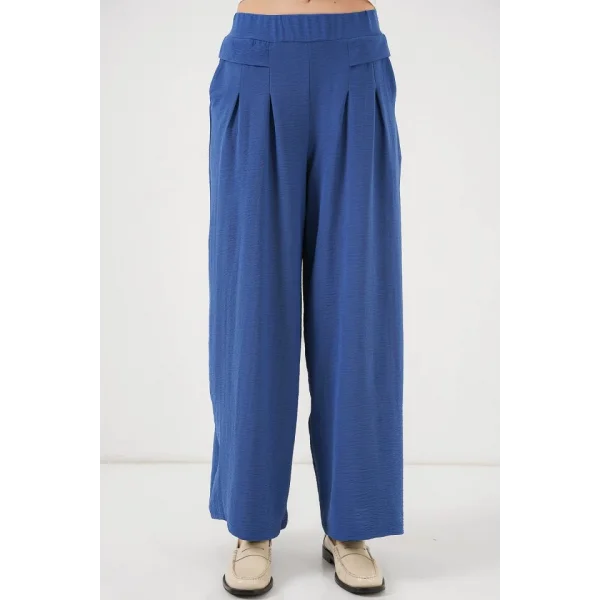 Geniş Paça Pileli Pantolon 6718 - İndigo