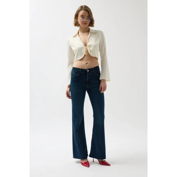 Geniş Paça Yüksek Bel Jean