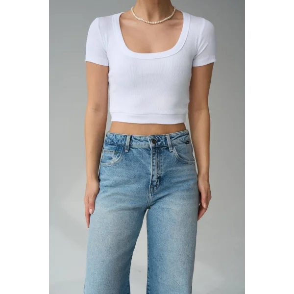 Geniş Yaka Bady - Beyaz