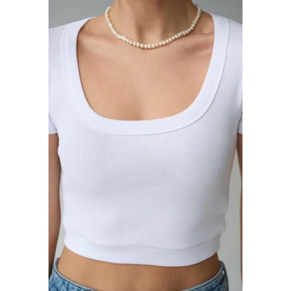 Geniş Yaka Bady - Beyaz