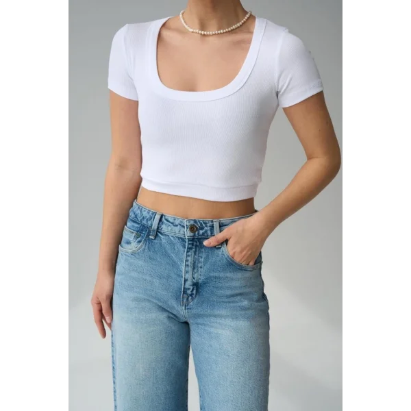 Geniş Yaka Bady - Beyaz