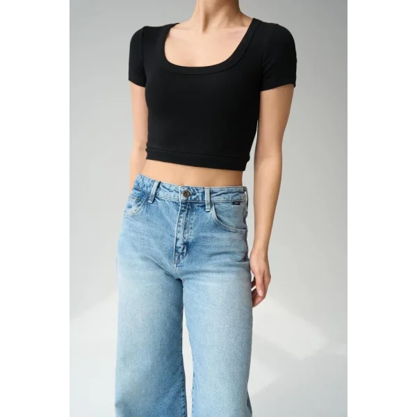 Geniş Yaka Bady - Siyah