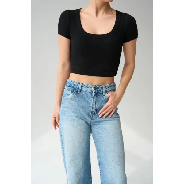 Geniş Yaka Bady - Siyah