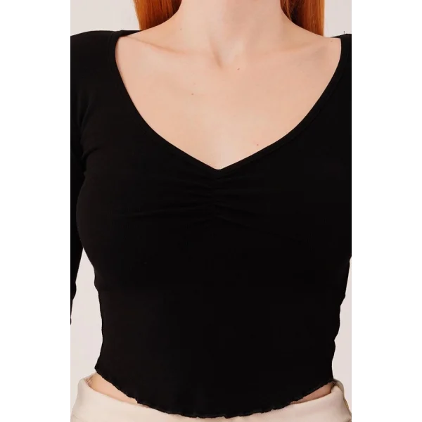 Geniş Yaka iyah Basic Body Bluz