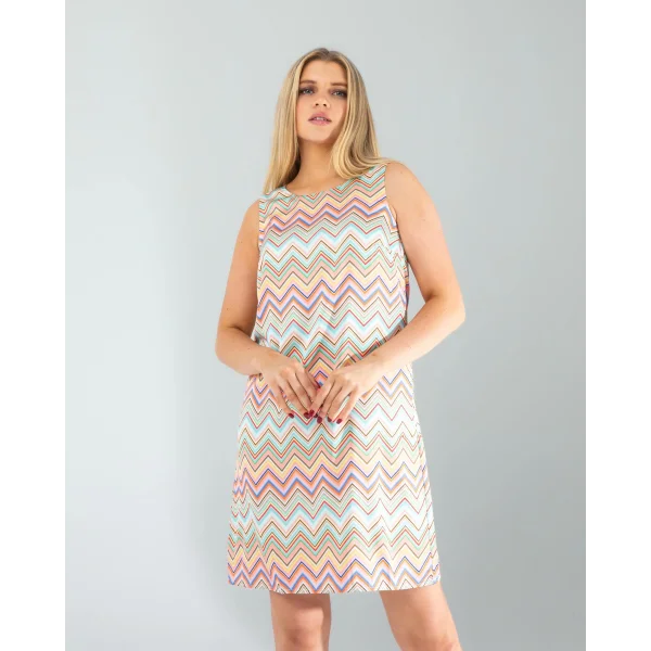 Geometrik Desen Saten Elbise