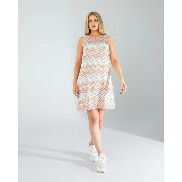 Geometrik Desen Saten Elbise