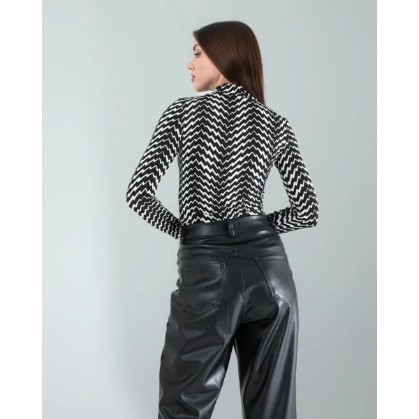 Geometrik Desen Uzun Kollu Body