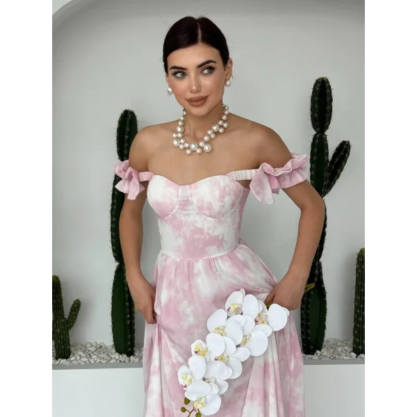 Gera İp Askı Büzgülü Elbise