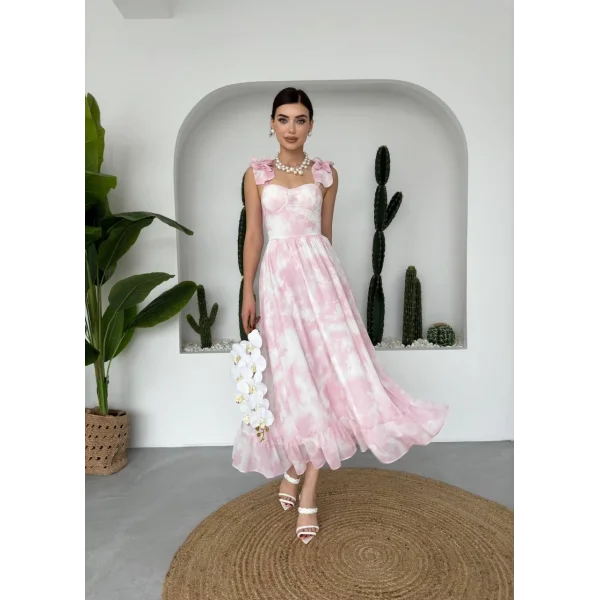 Gera İp Askı Büzgülü Elbise