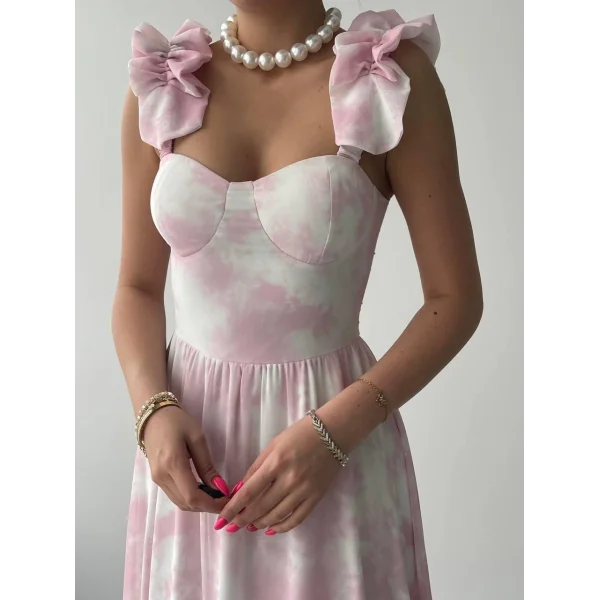 Gera İp Askı Büzgülü Elbise