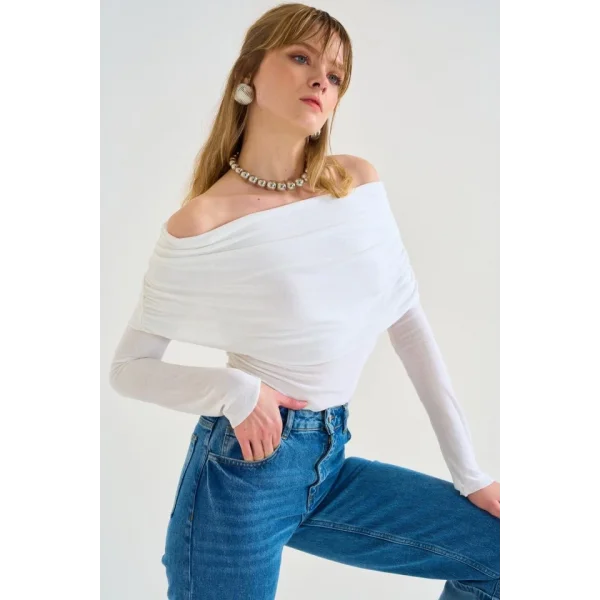 Gipeli Madonna Yaka Kazak  Optik Beyaz