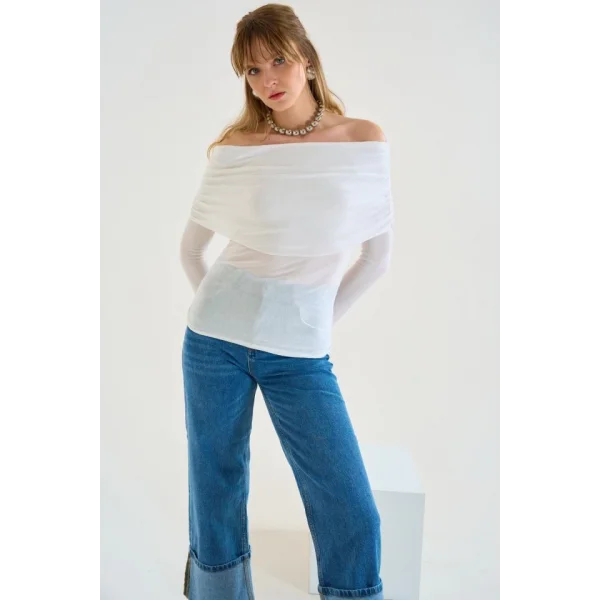 Gipeli Madonna Yaka Kazak  Optik Beyaz